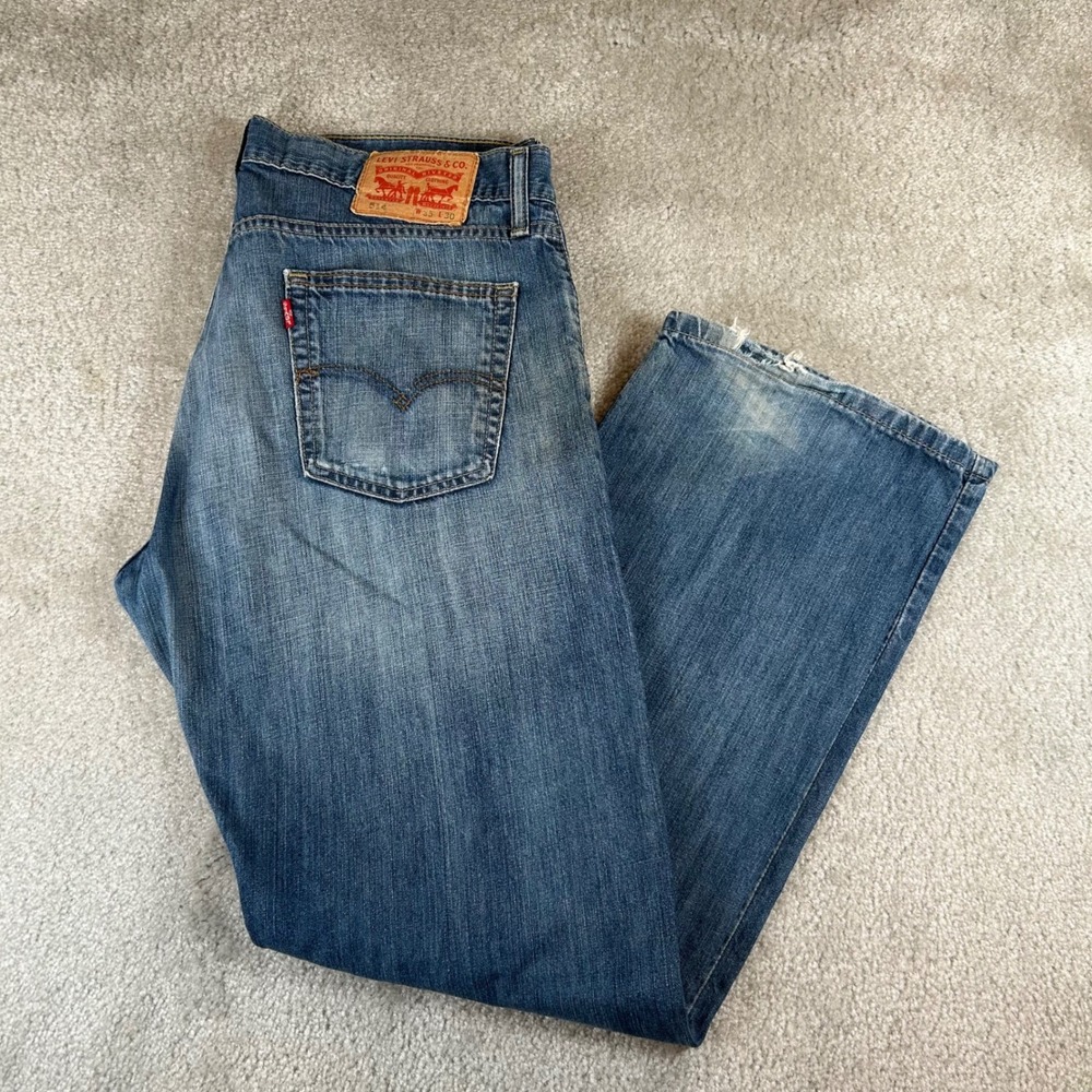 Levi's 514 Straight Fit Jeans Mens‎ 35x30 Medium Wash Blue Denim Casual Rugged